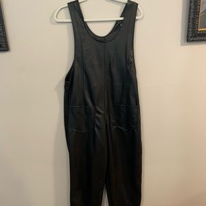 Black leather ZARA overall jumpsuit